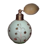 Art Deco Lichtgroene parfum verstuiver met puur bladgouden versieringen